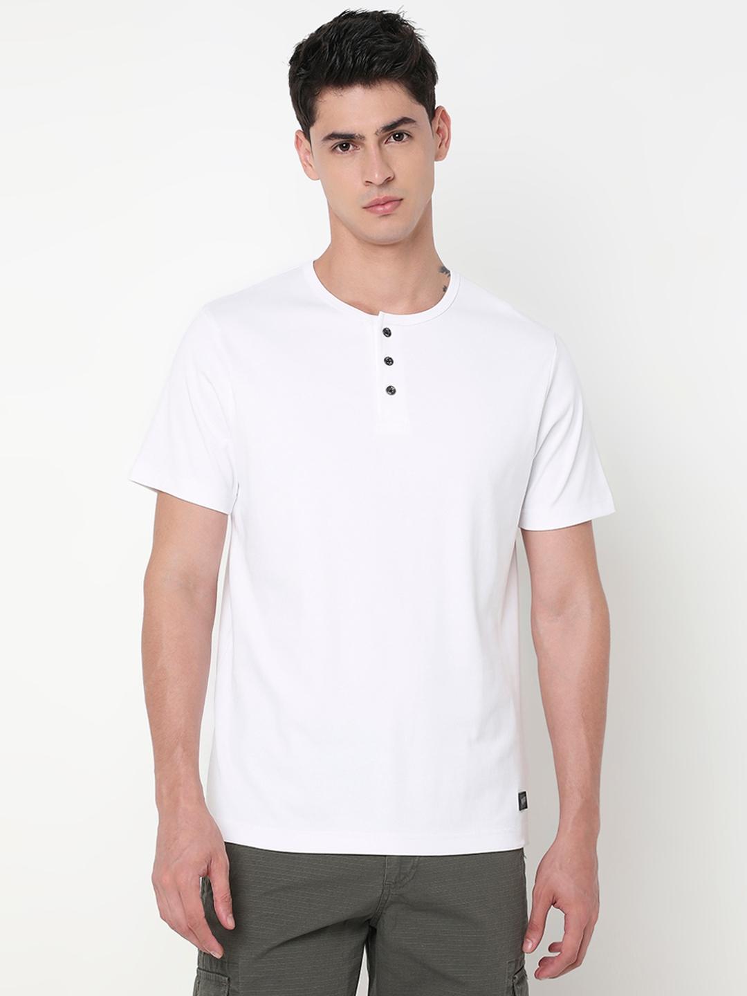 Regular Fit Solid Henley T-Shirt with Short Sleeve