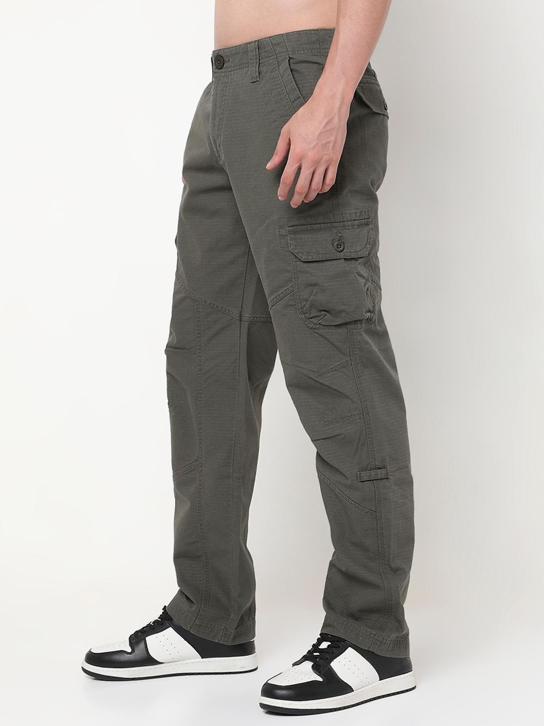 Slim Straight Fit Solid Cotton Trousers