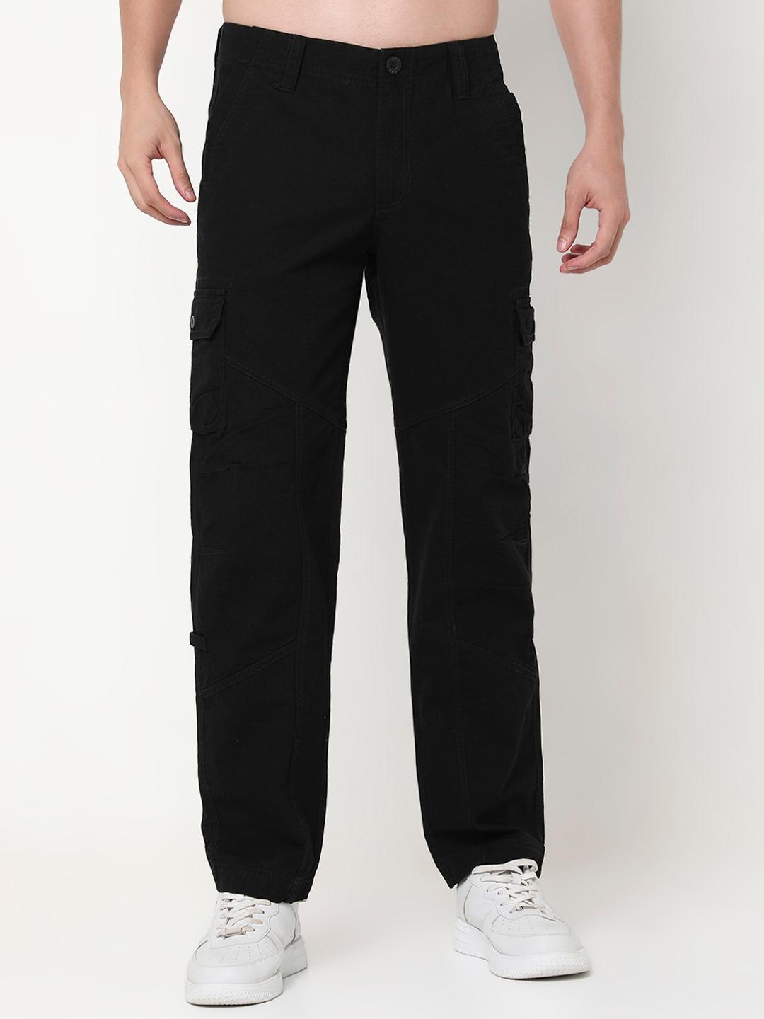 Slim Straight Fit Solid Cotton Trousers