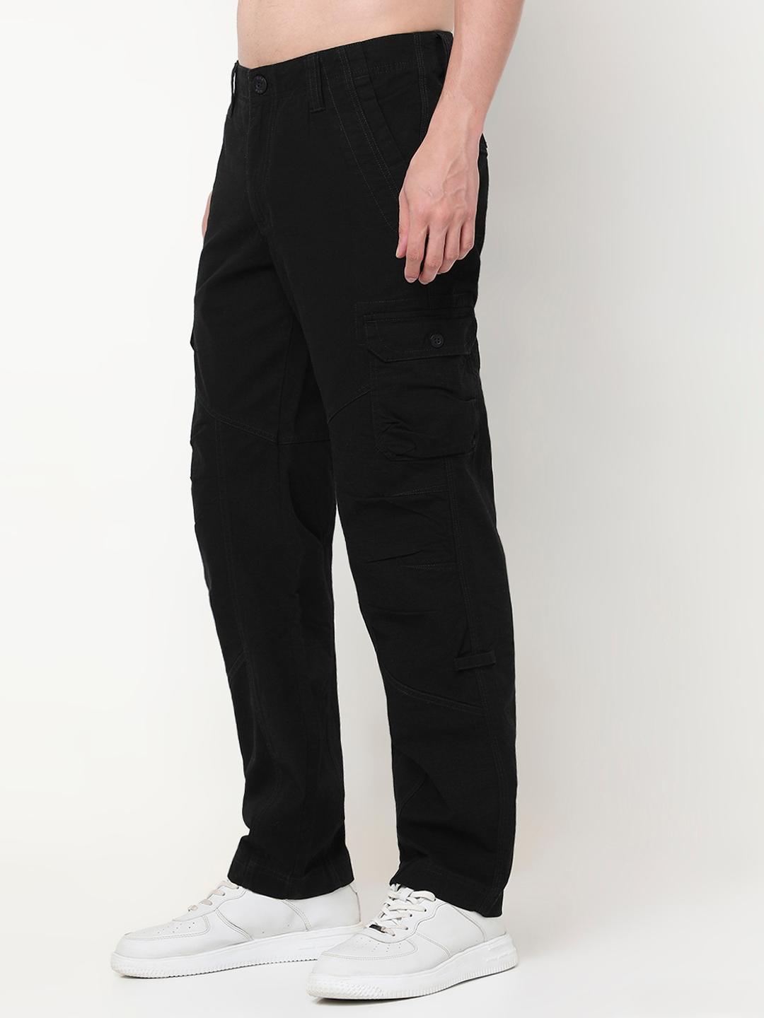 Slim Straight Fit Solid Cotton Trousers