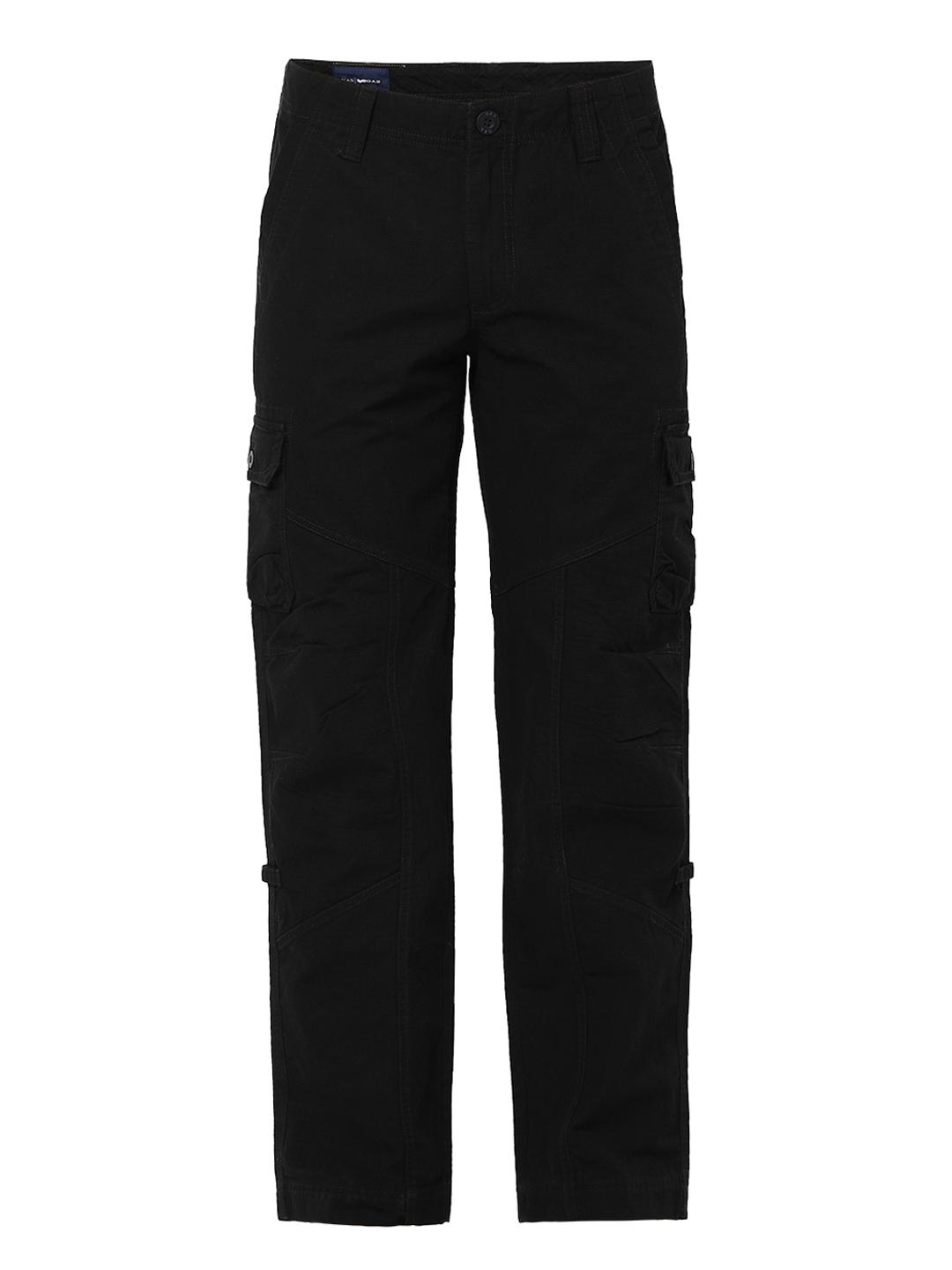 Slim Straight Fit Solid Cotton Trousers