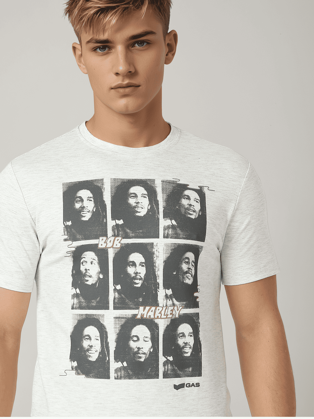 Bob Marley Monochromatic Graphic Print Round Neck T-shirt