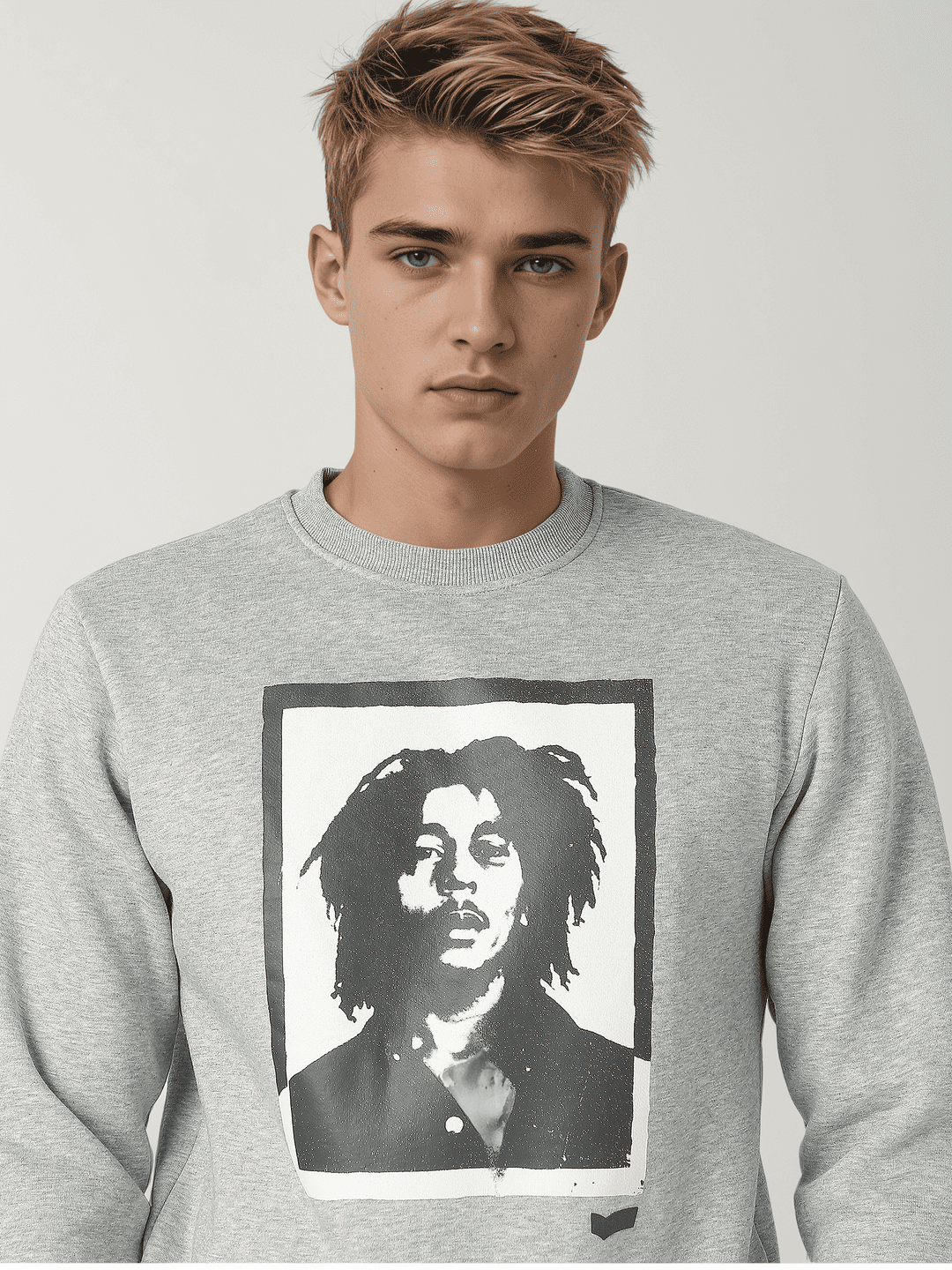 Bob Marley Graphic Print Round Neck Regular Fit Sweatshirt