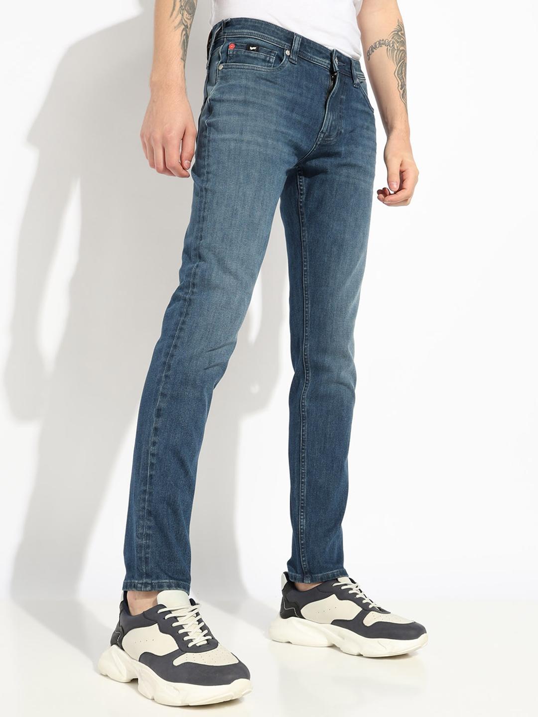 Slim Fit Zippered Fly Mid-Rise Denim