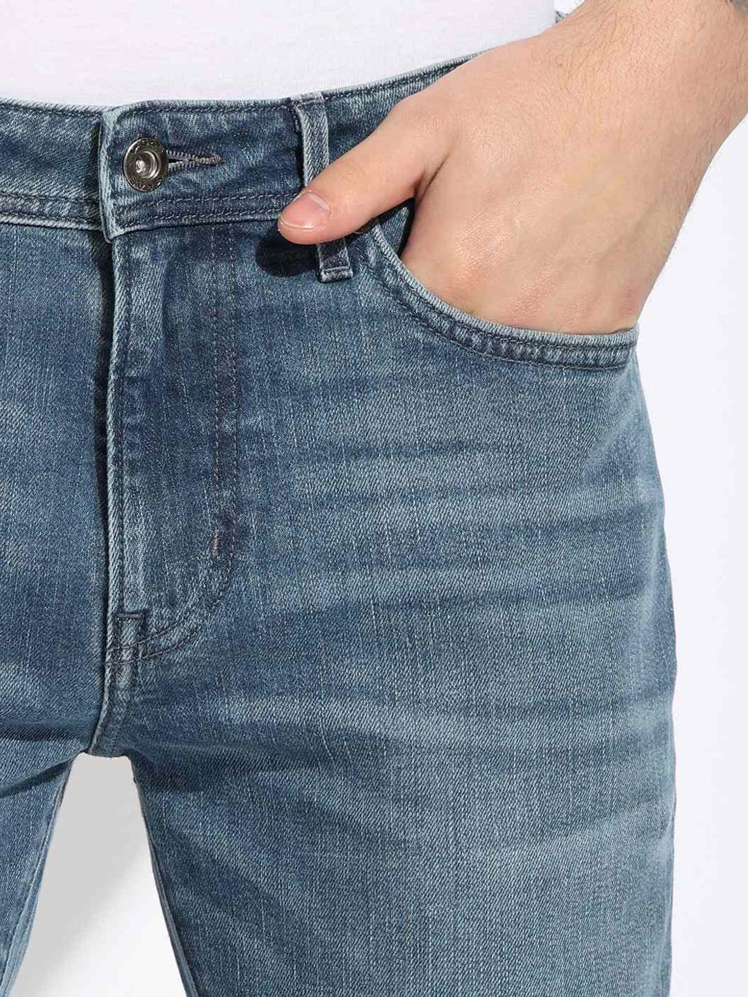 Slim Fit Zippered Fly Mid-Rise Denim