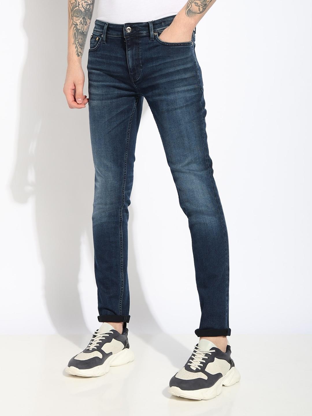 Skinny Fit Zippered Fly Mid-Rise Denim