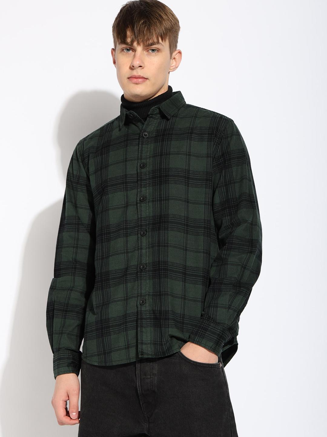 Regular Fit Classic Collar Checked Corduroy Shirt