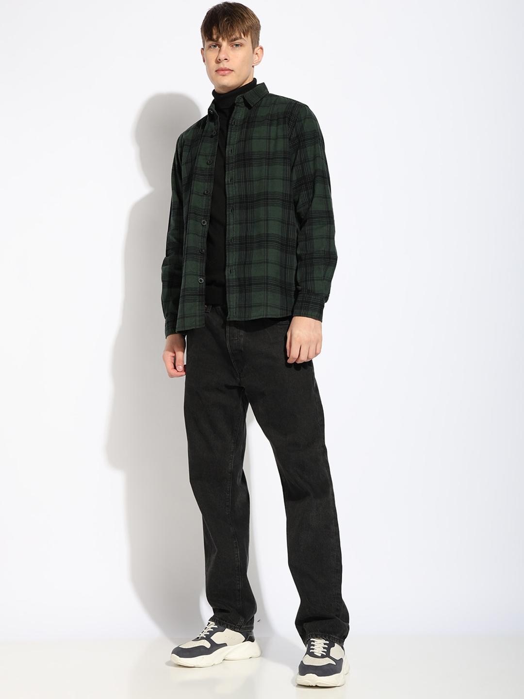 Regular Fit Classic Collar Checked Corduroy Shirt