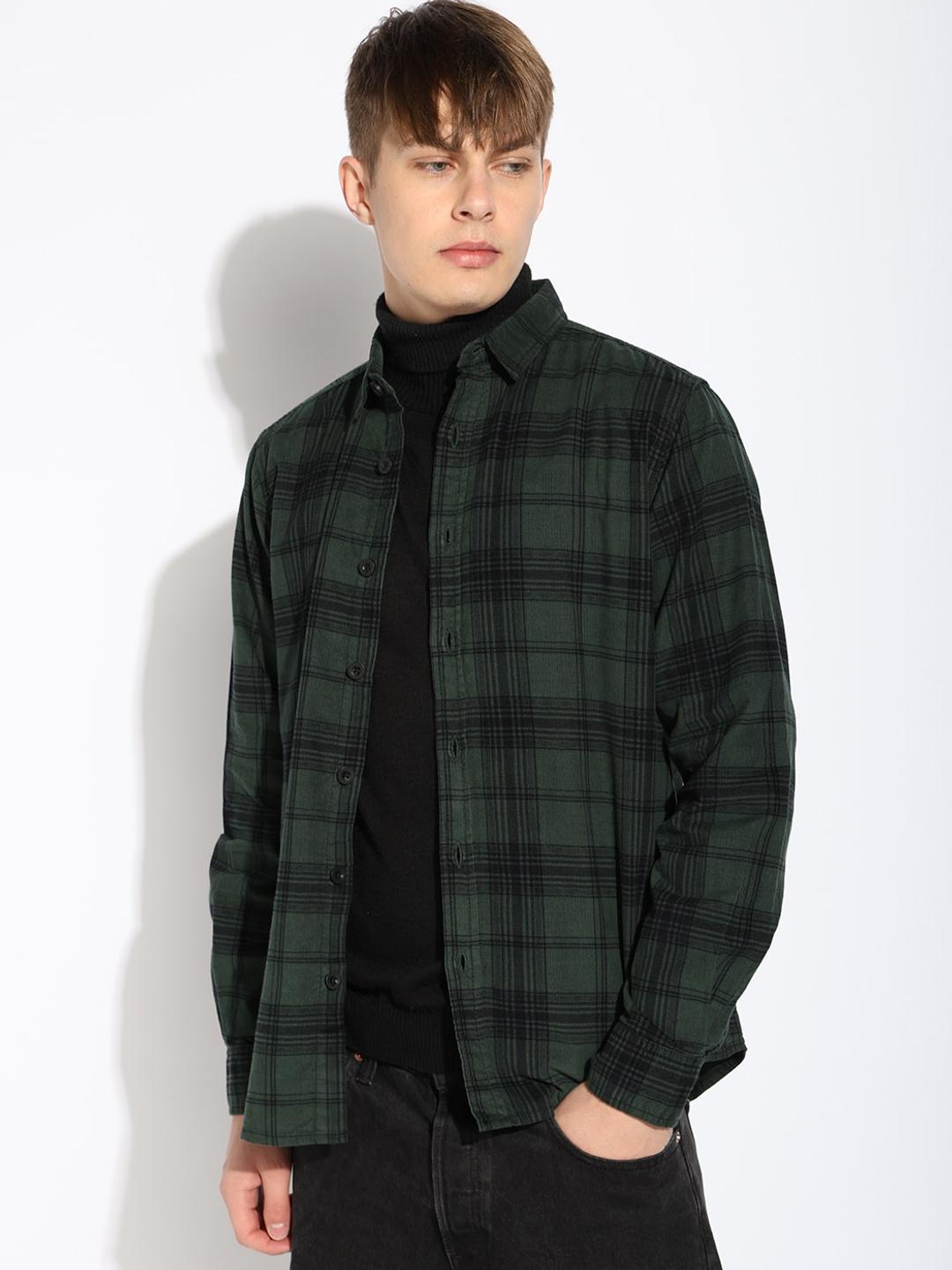 Regular Fit Classic Collar Checked Corduroy Shirt