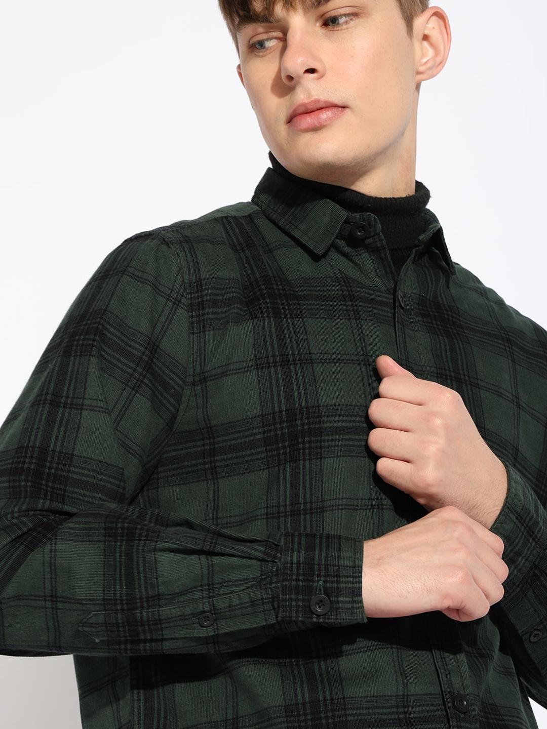 Regular Fit Classic Collar Checked Corduroy Shirt