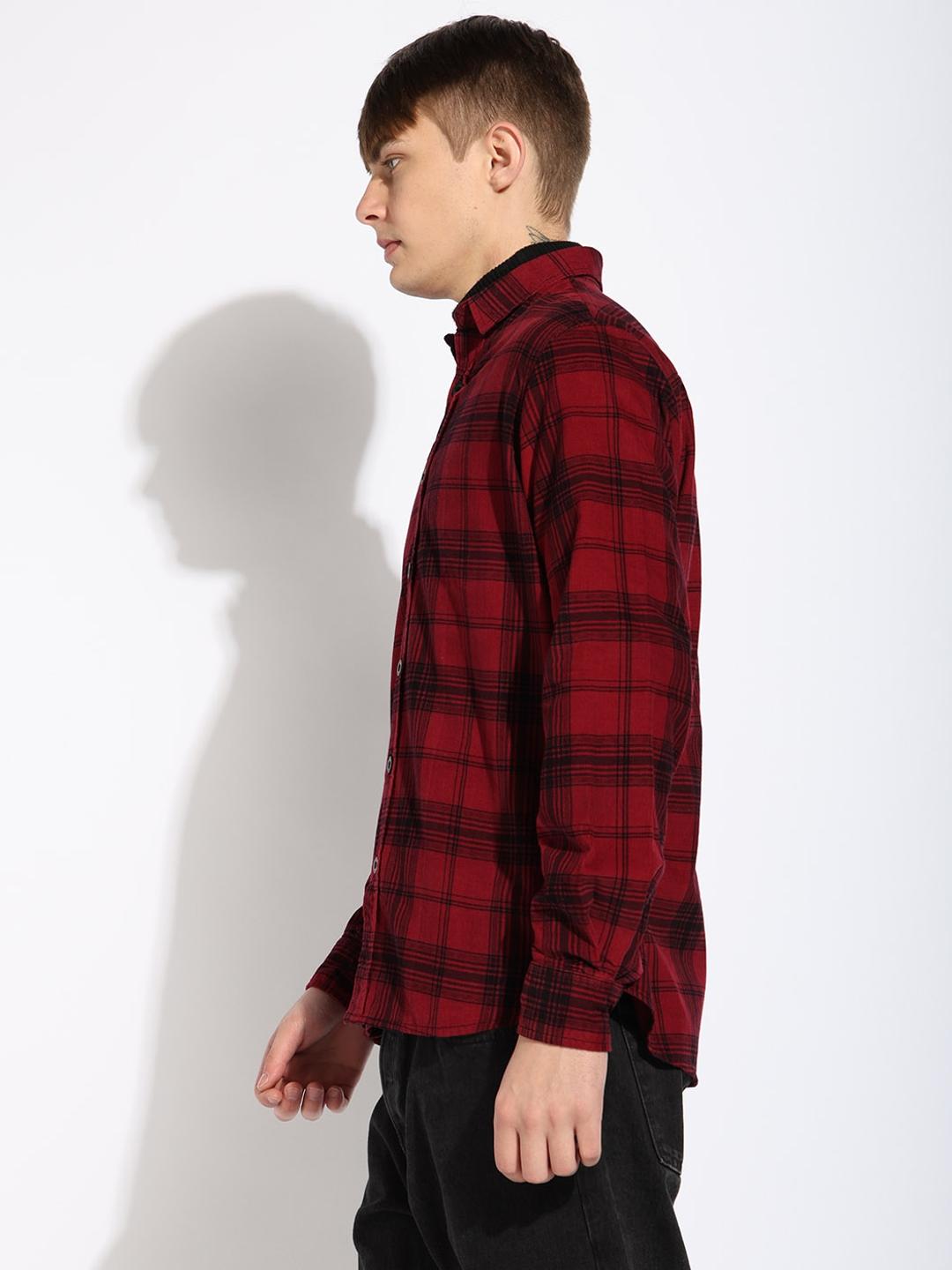 Regular Fit Classic Collar Checked Corduroy Shirt