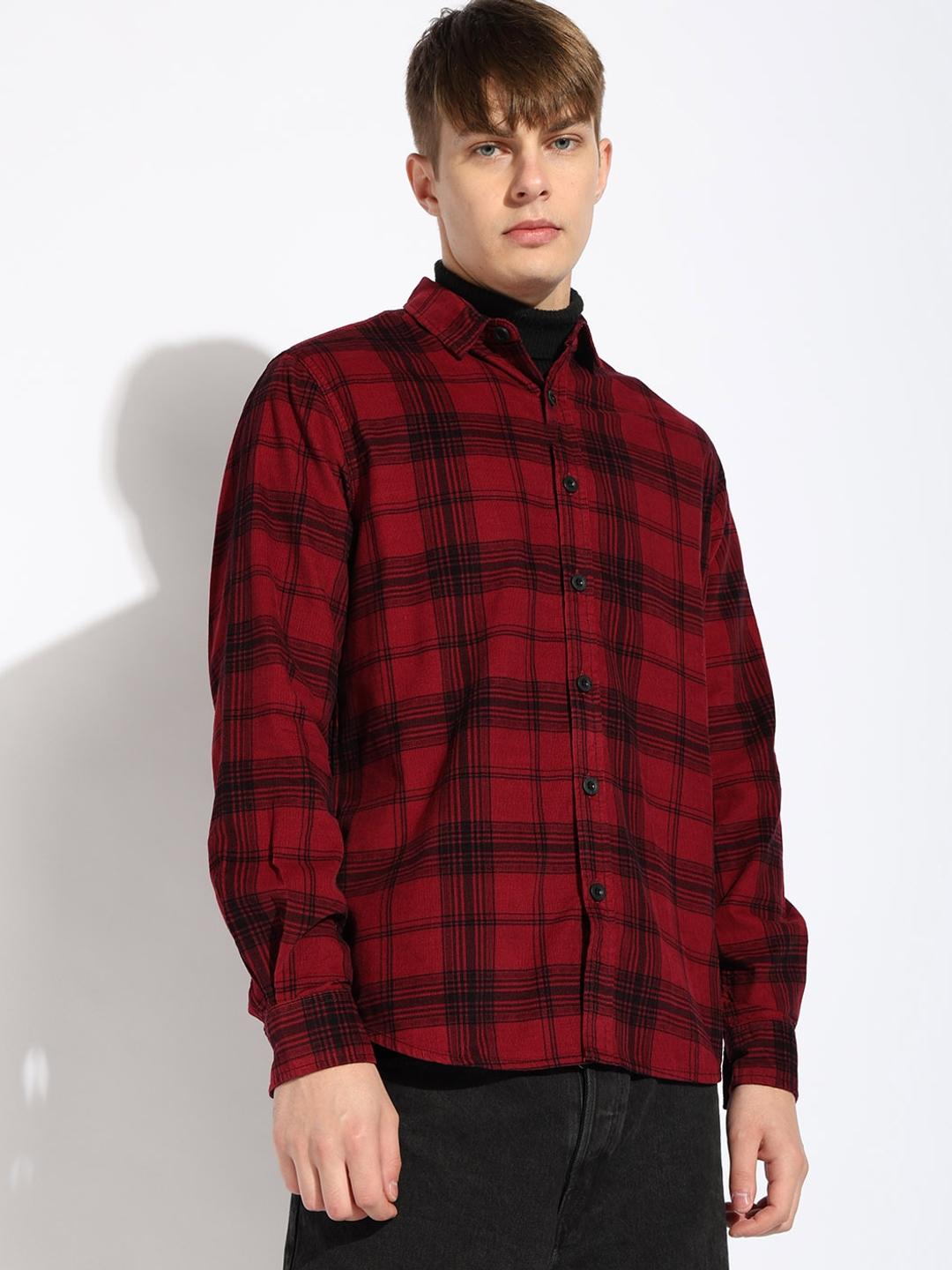 Regular Fit Classic Collar Checked Corduroy Shirt