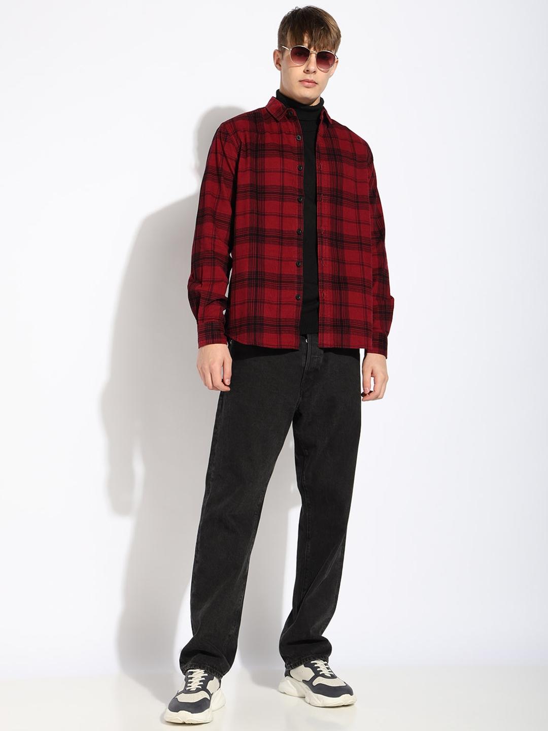 Regular Fit Classic Collar Checked Corduroy Shirt