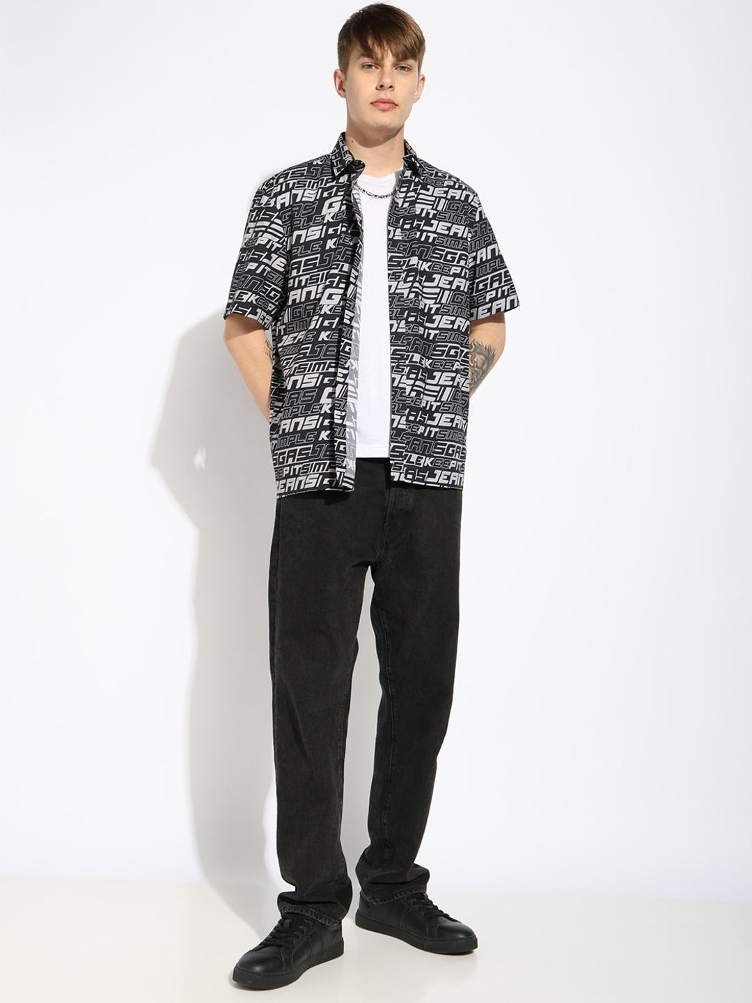 Short Sleeve Boxy Fit Printed Shirt