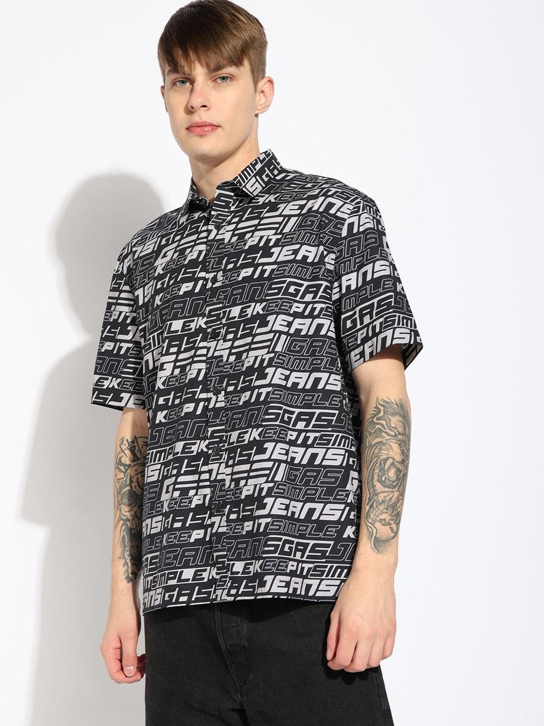 Short Sleeve Boxy Fit Printed Shirt