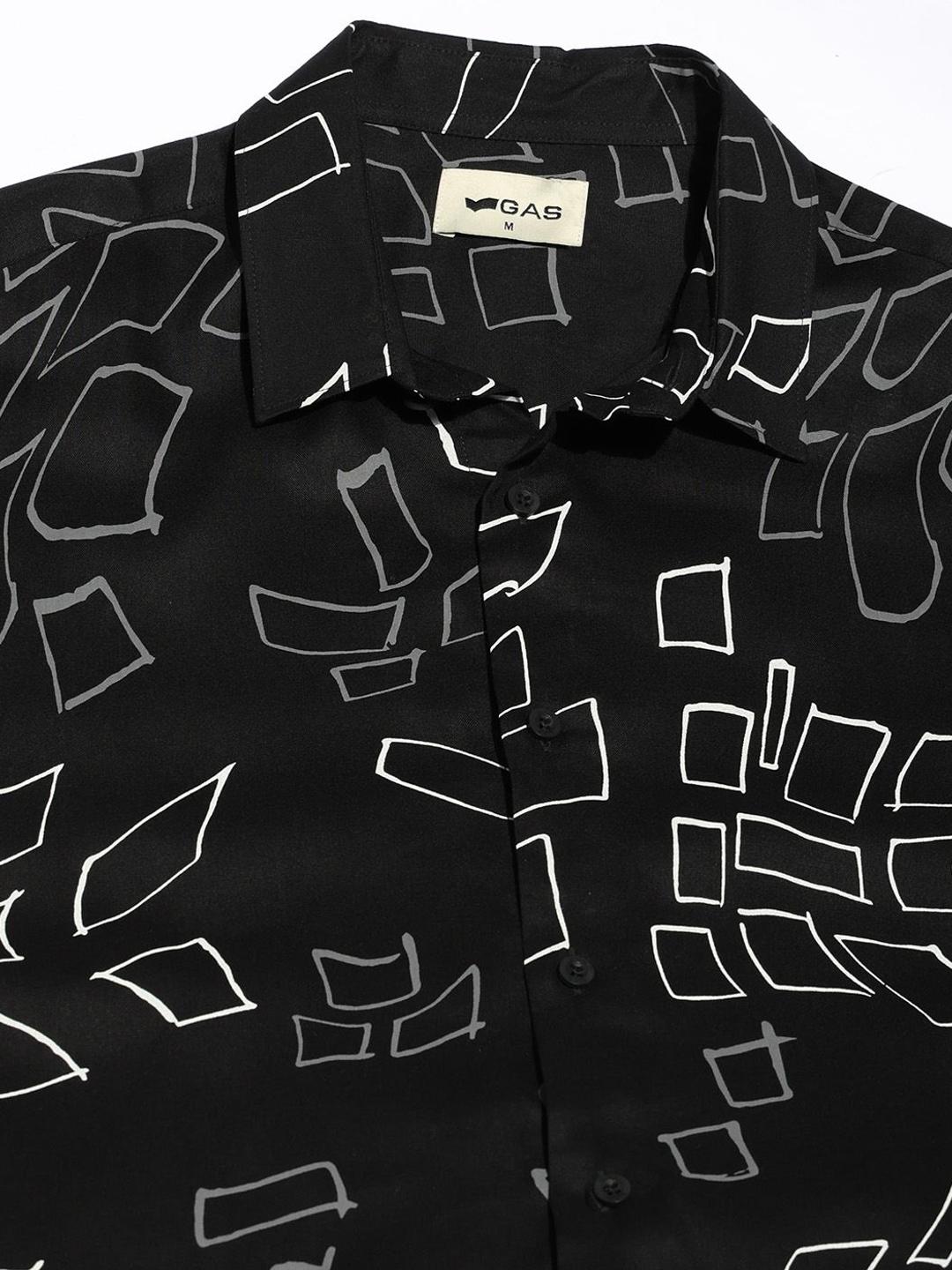 Regular Fit Monochrome Abstract Printed Shirt