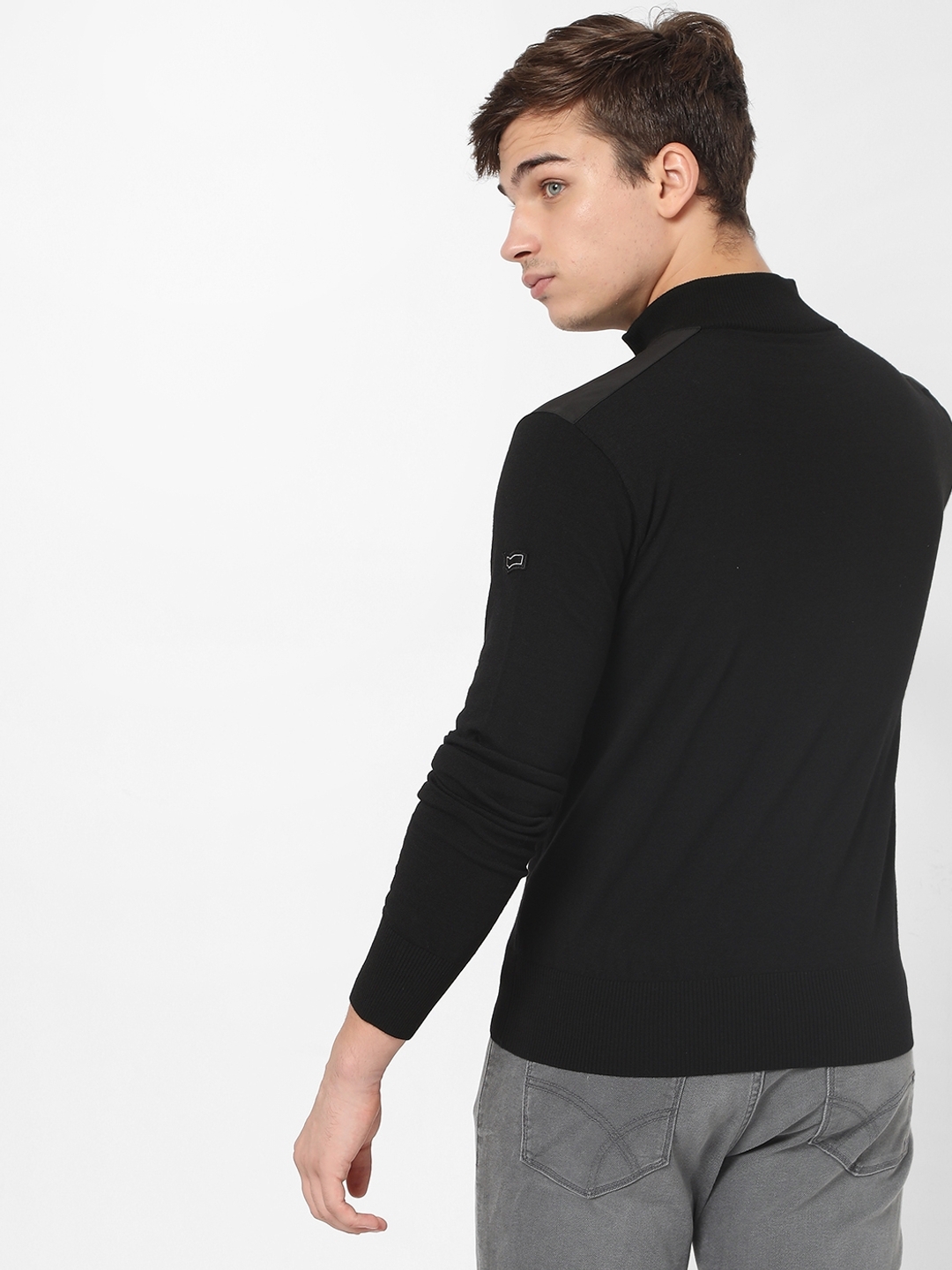 Bran Zip Slim Fit Sweatshirt with Patch Pocket