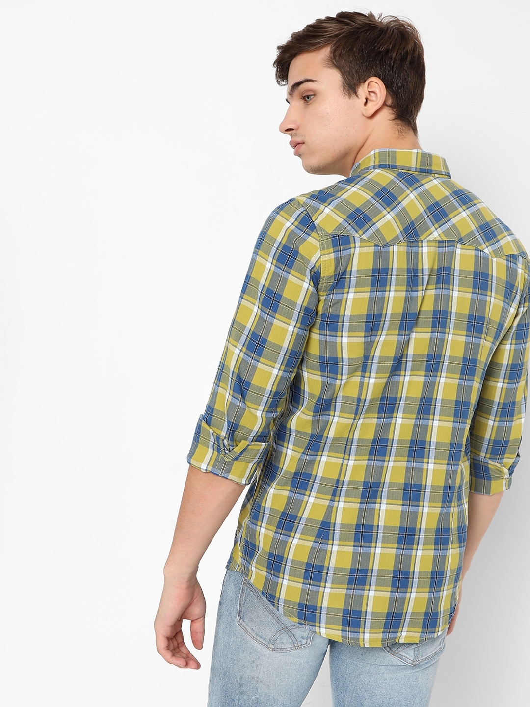 Checked Slim Fit Shirt with Flap Pockets