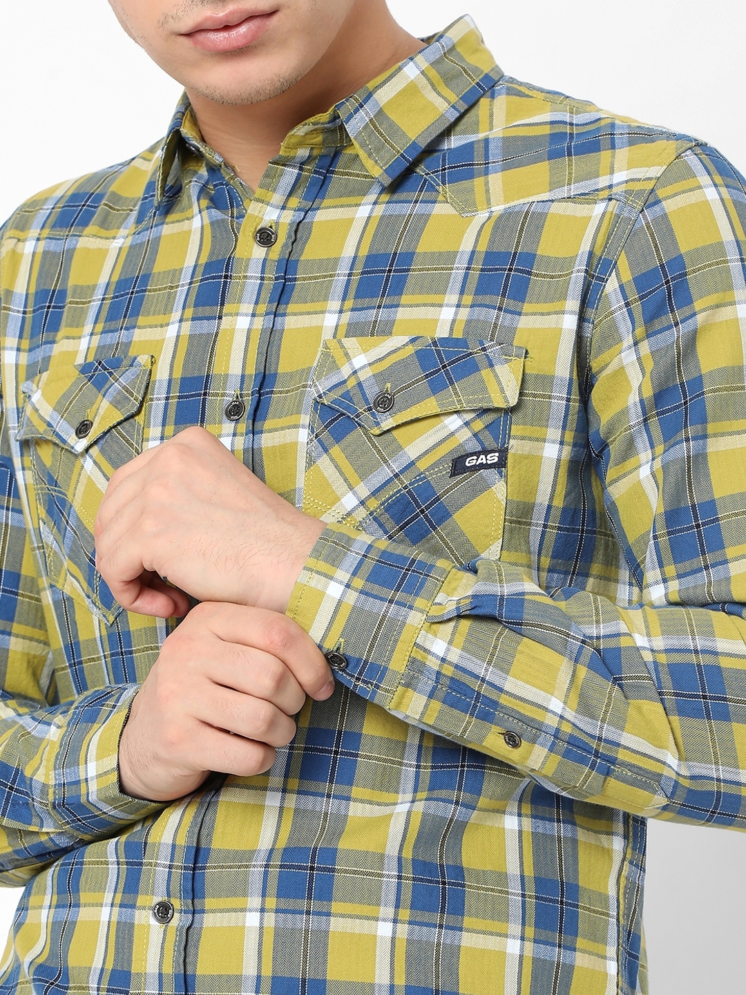 Checked Slim Fit Shirt with Flap Pockets