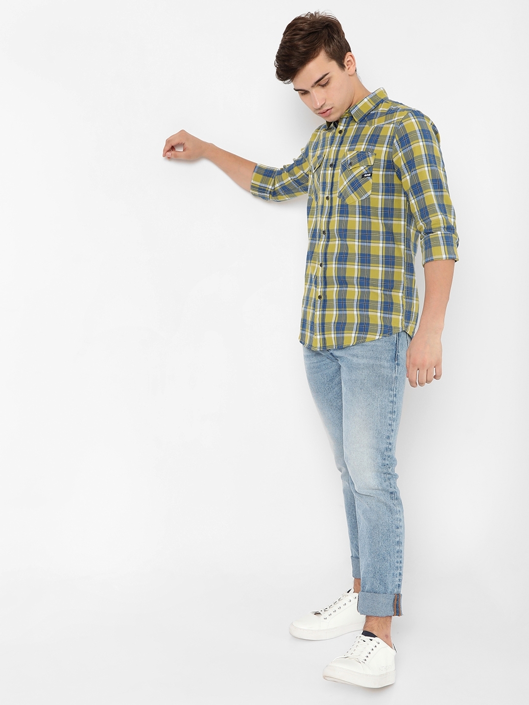 Checked Slim Fit Shirt with Flap Pockets