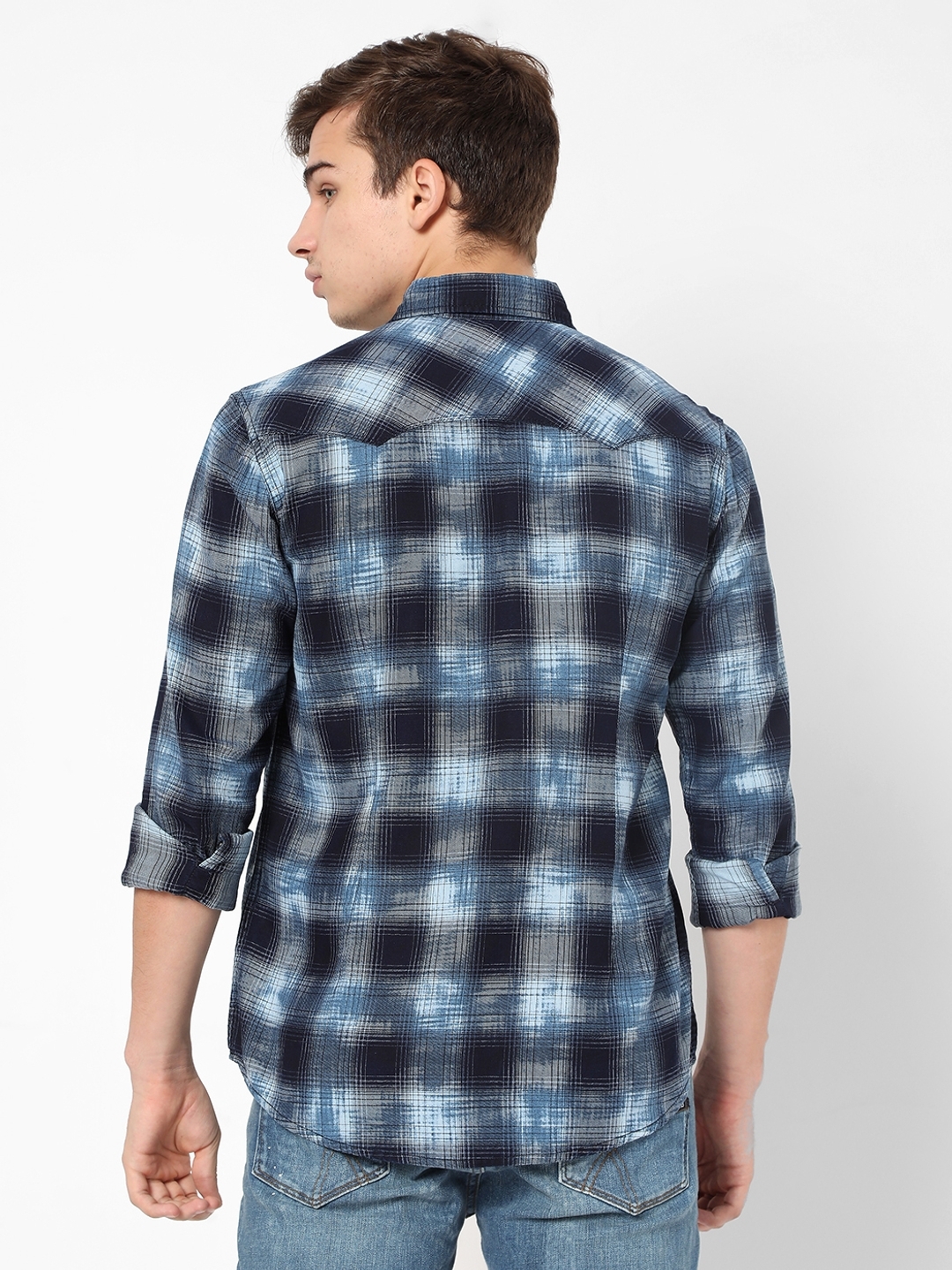 Checked Slim Fit Shirt with Patch Pocket