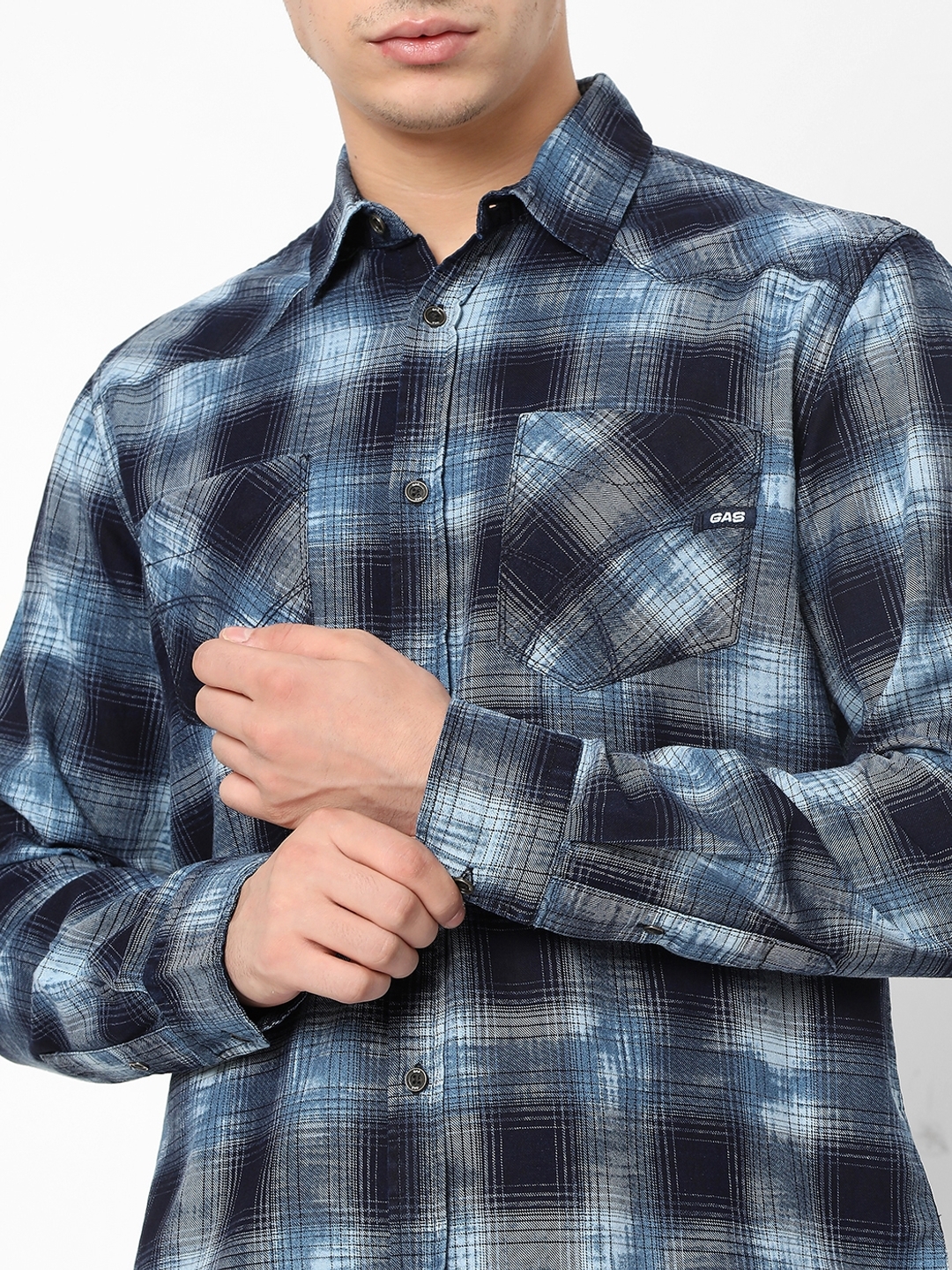 Checked Slim Fit Shirt with Patch Pocket