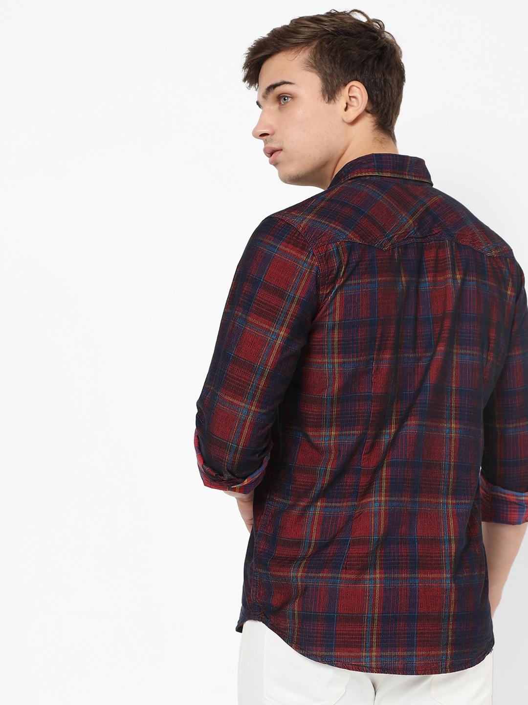 Checked Slim Fit Shirt with Patch Pocket