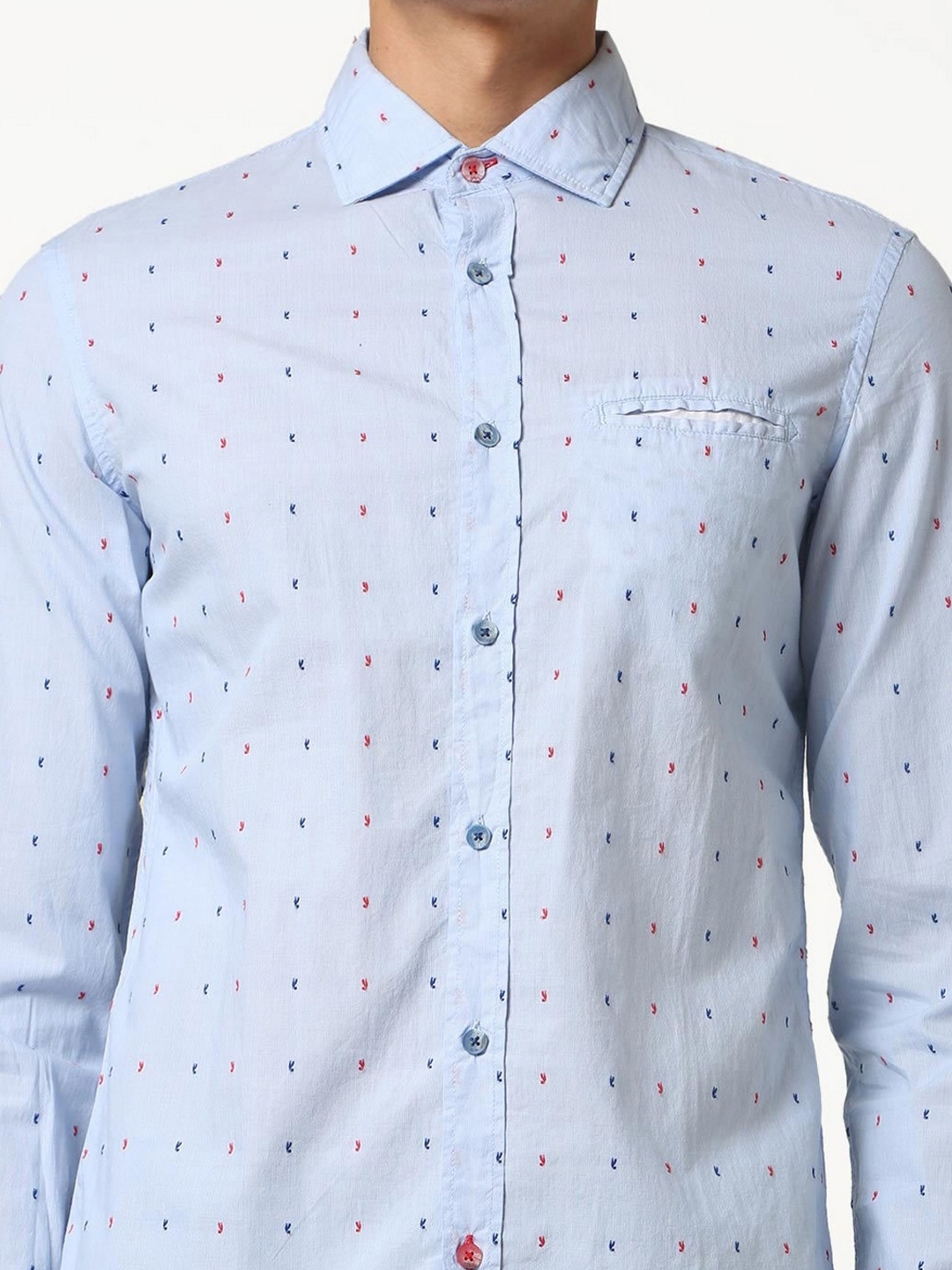 Printed Cotton Shirt with Welt Pocket