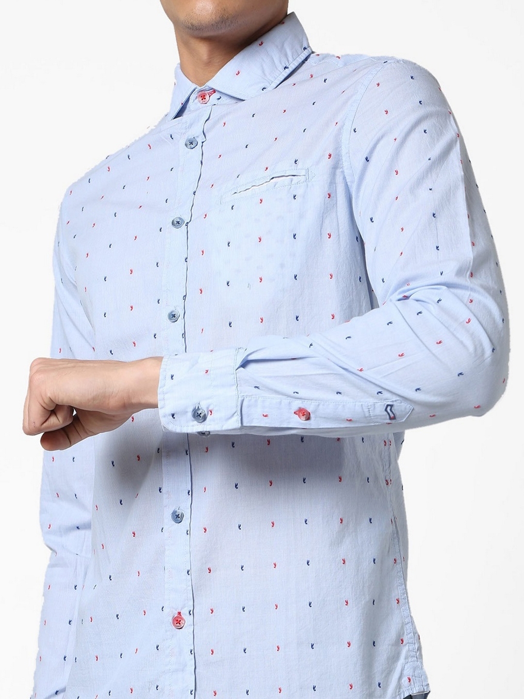 Printed Cotton Shirt with Welt Pocket