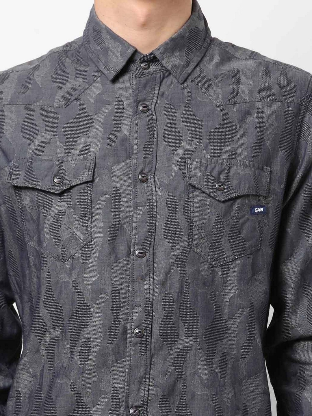 Printed Slim Fit Shirt with Flap Pockets