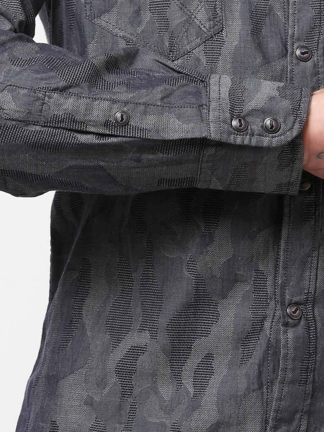 Printed Slim Fit Shirt with Flap Pockets