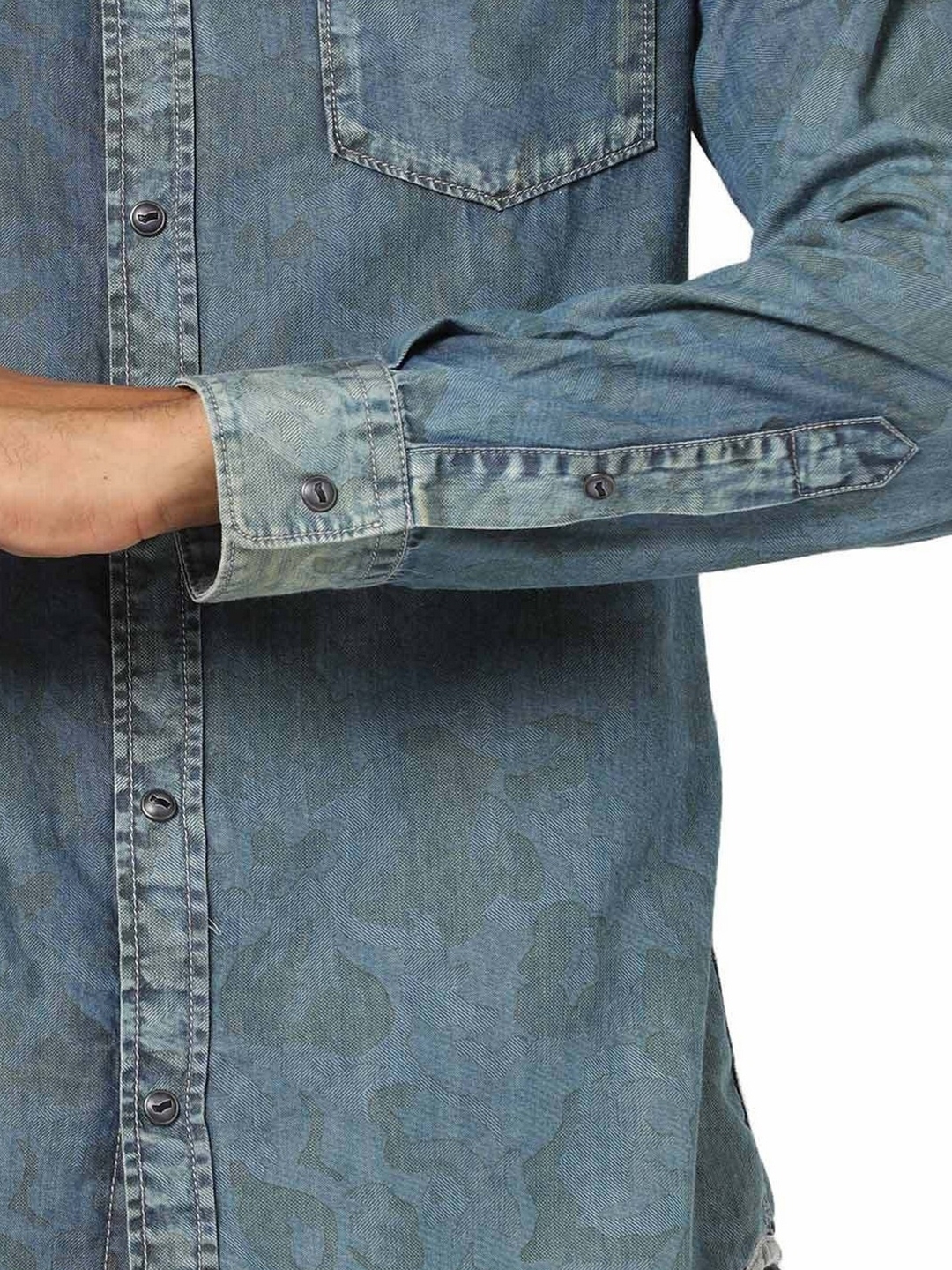 Victor Textured Denim Shirt with Dual Patch Pockets
