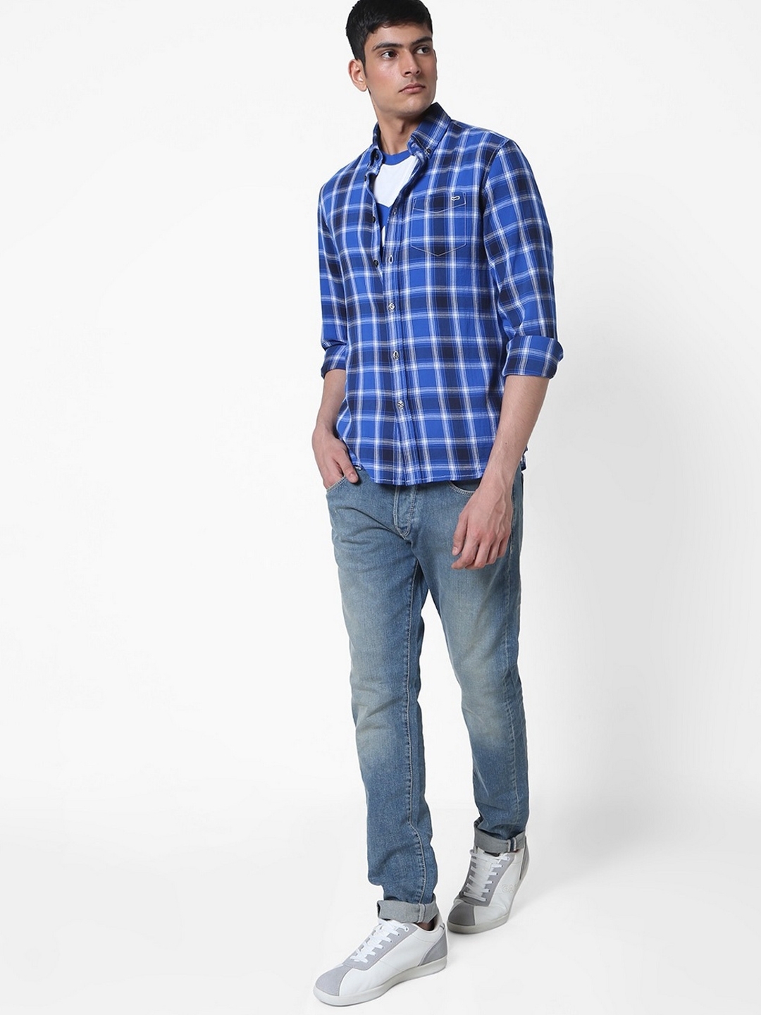 Kaspar Checked Slim Fit Shirt with Patch Pocket