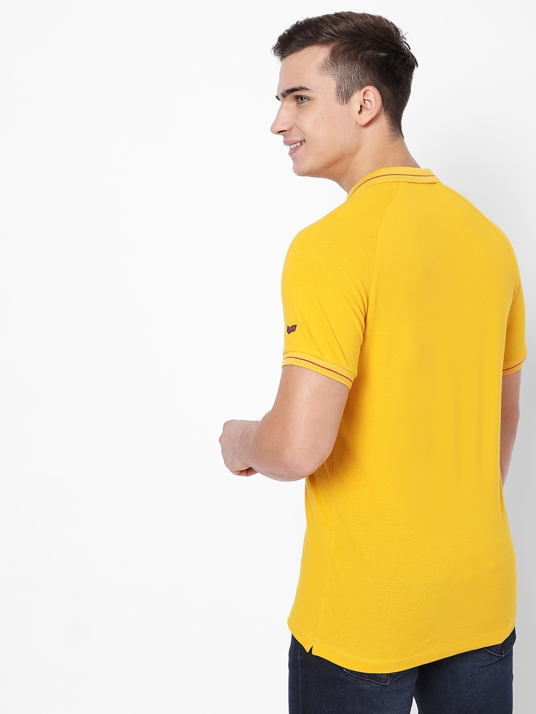 Slim Fit Polo T-shirt with Placement Stripes