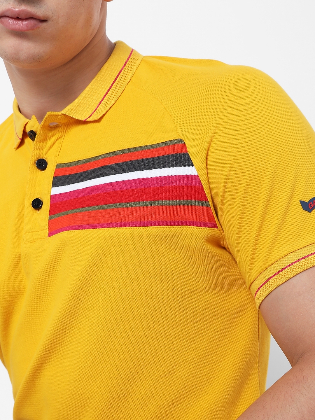 Slim Fit Polo T-shirt with Placement Stripes