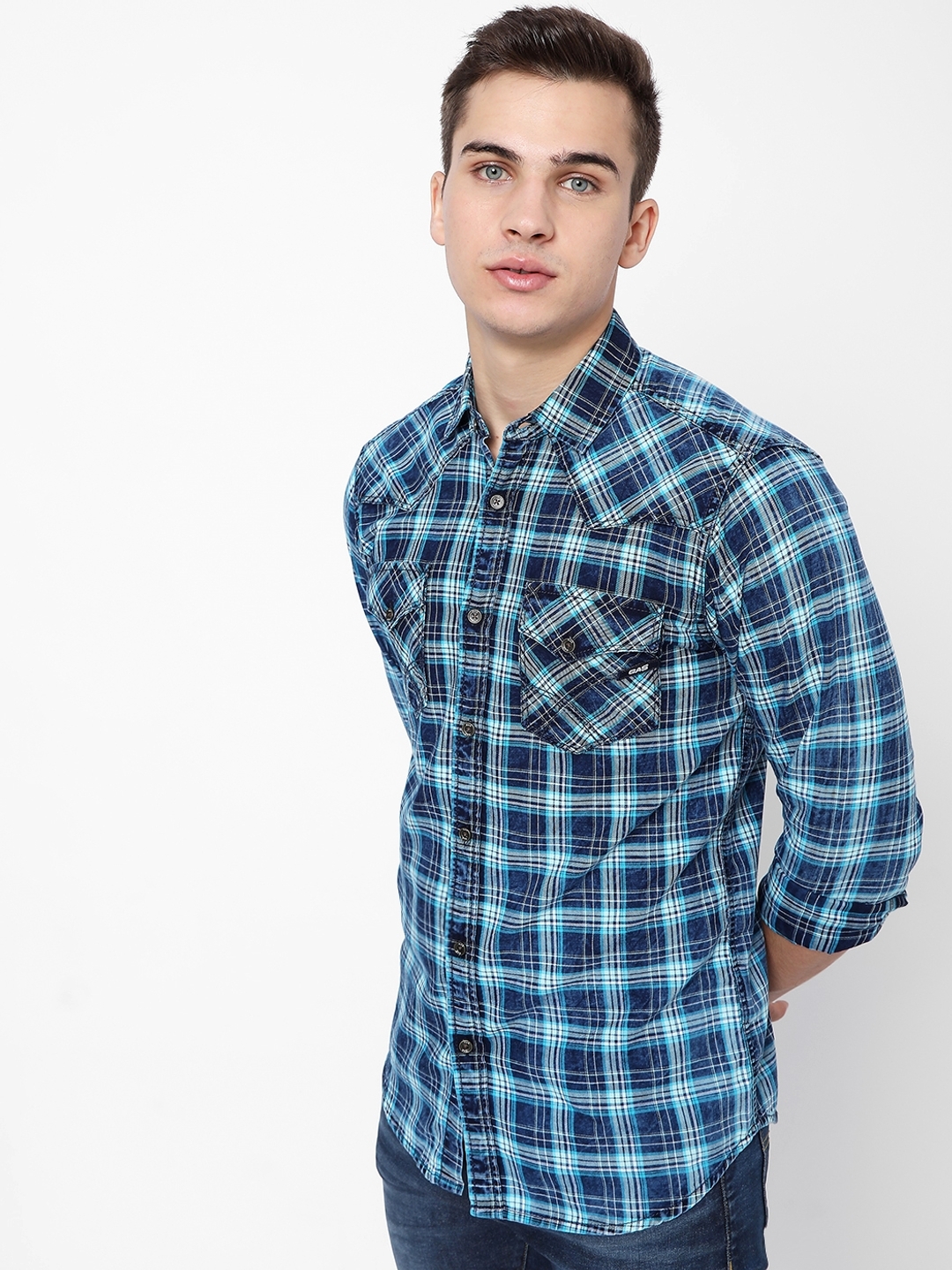 Kant Checked Slim Fit Shirt with Flap Pockets