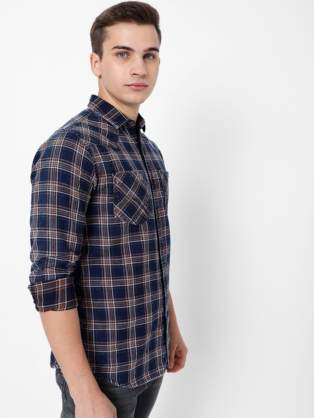 Kant Checked Slim Fit Shirt with Patch Pockets