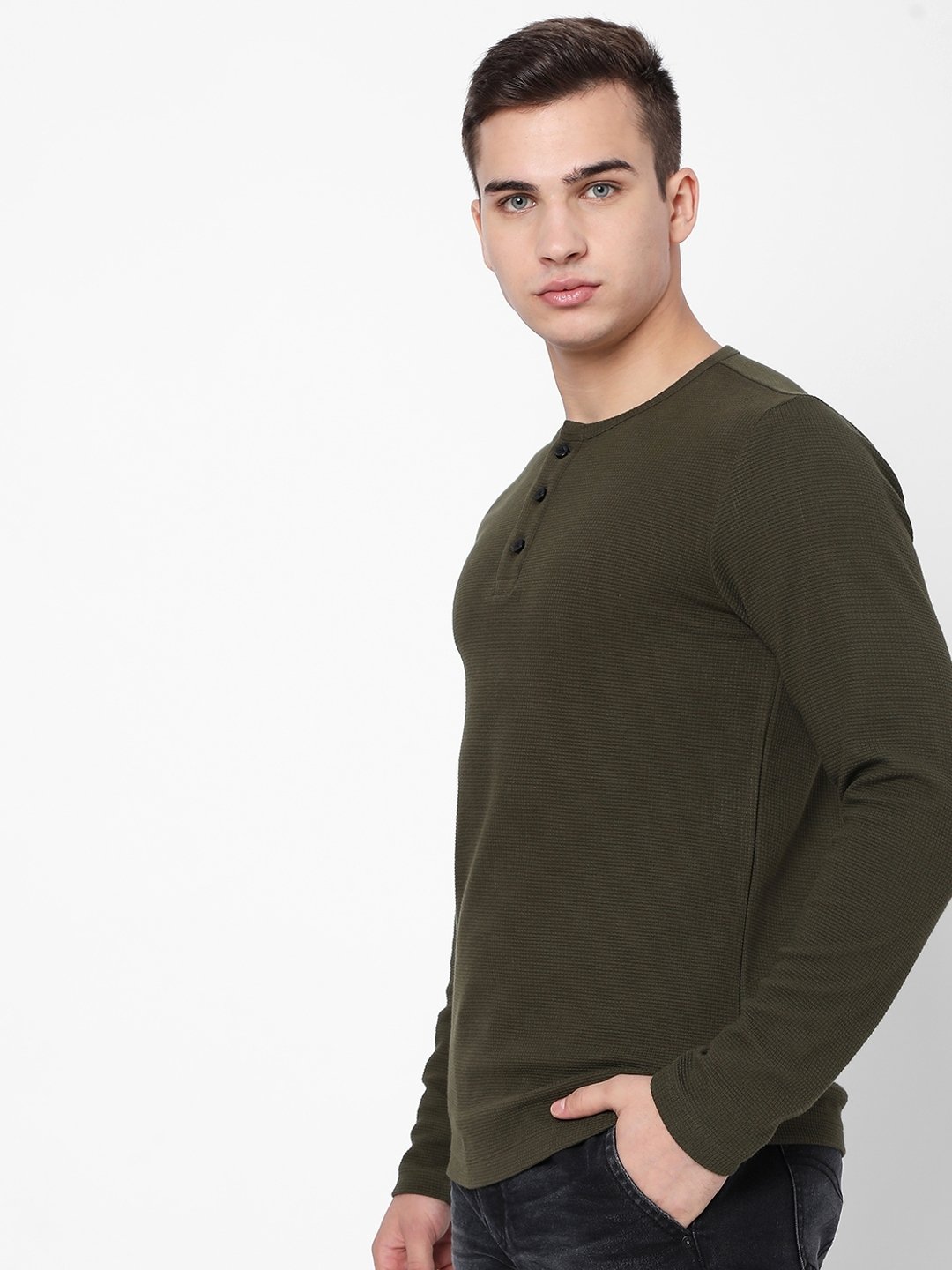 Waffle Slim Fit Henley T-shirt