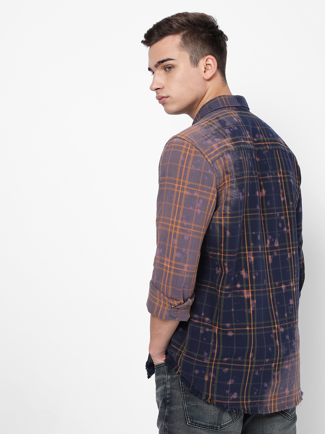 Checked Slim Fit Washed Shirt