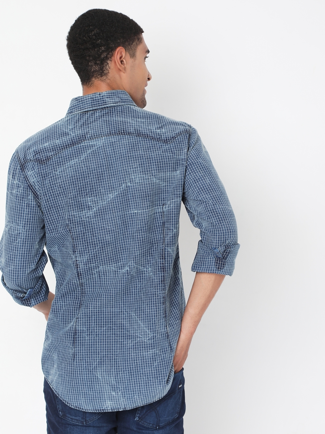 Checked Slim Fit Shirt with Flap Pockets