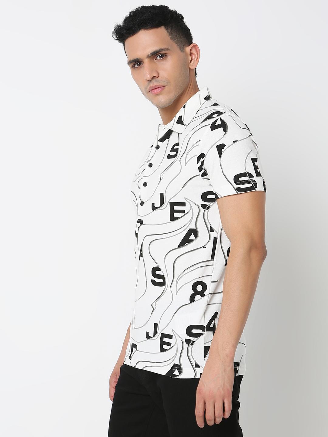 Slim Fit All Over Printed Polo T-Shirt with Short Sleeve