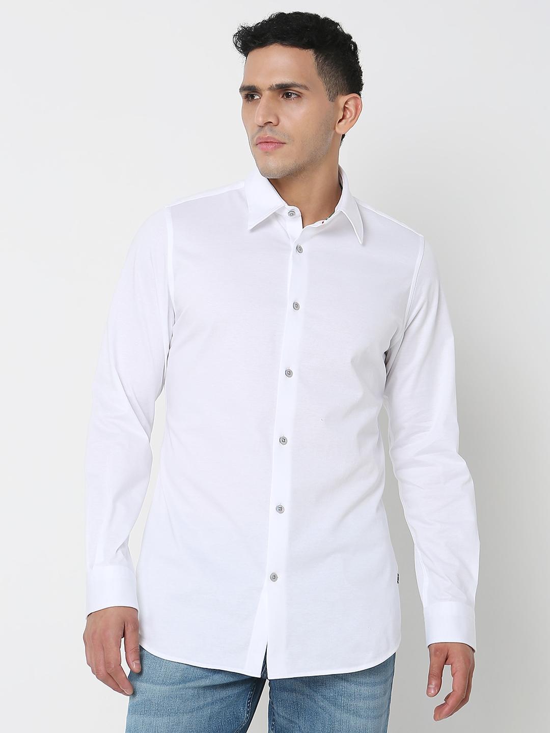 Slim Fit Solid Full Sleeve Shirt with Classic Collar