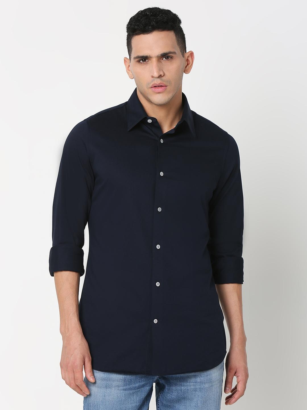 Slim Fit Solid Full Sleeve Shirt with Classic Collar