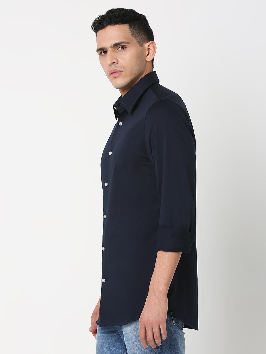 Slim Fit Solid Full Sleeve Shirt with Classic Collar