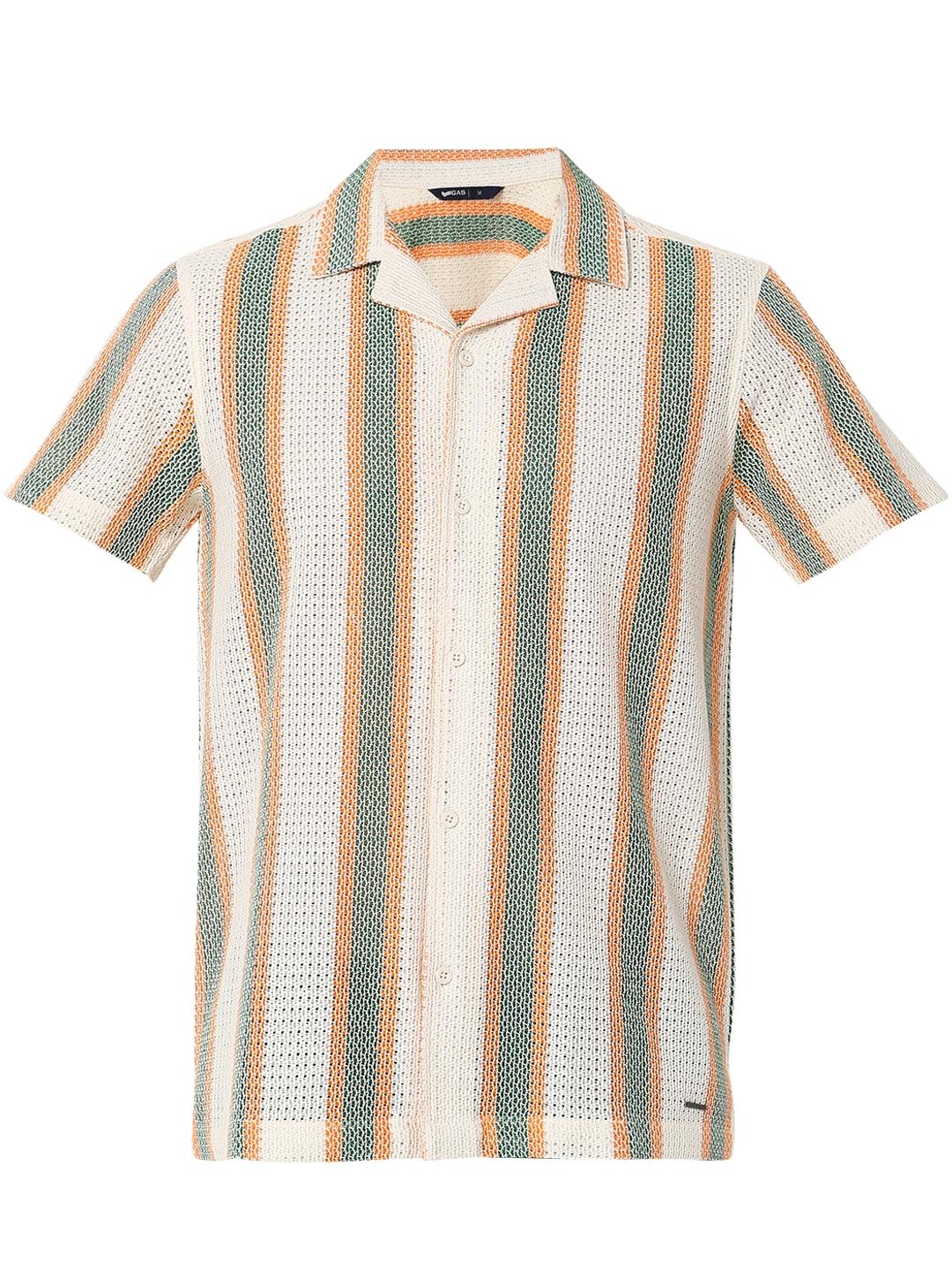 Regular Fit Striped Short Sleeve Shirt with Classic Collar