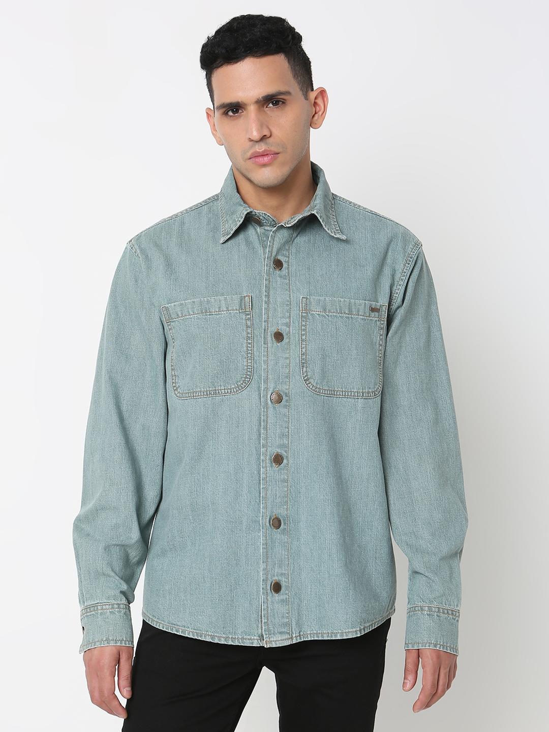 Shacket Solid Full Sleeve Shirt with Classic Collar