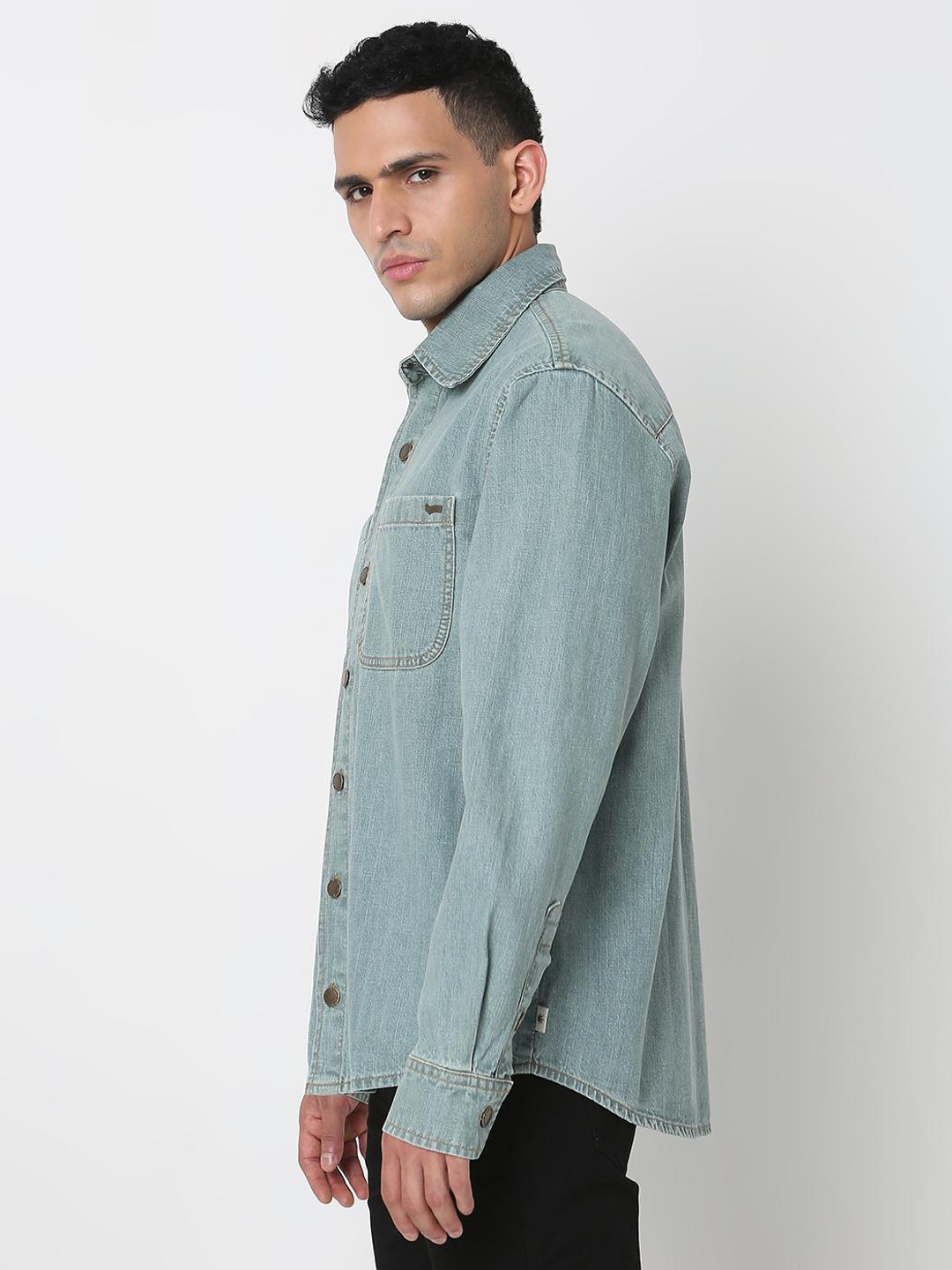 Shacket Solid Full Sleeve Shirt with Classic Collar