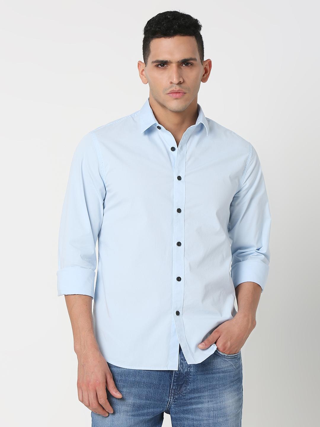 Slim Fit Solid Full Sleeve Shirt with Classic Collar