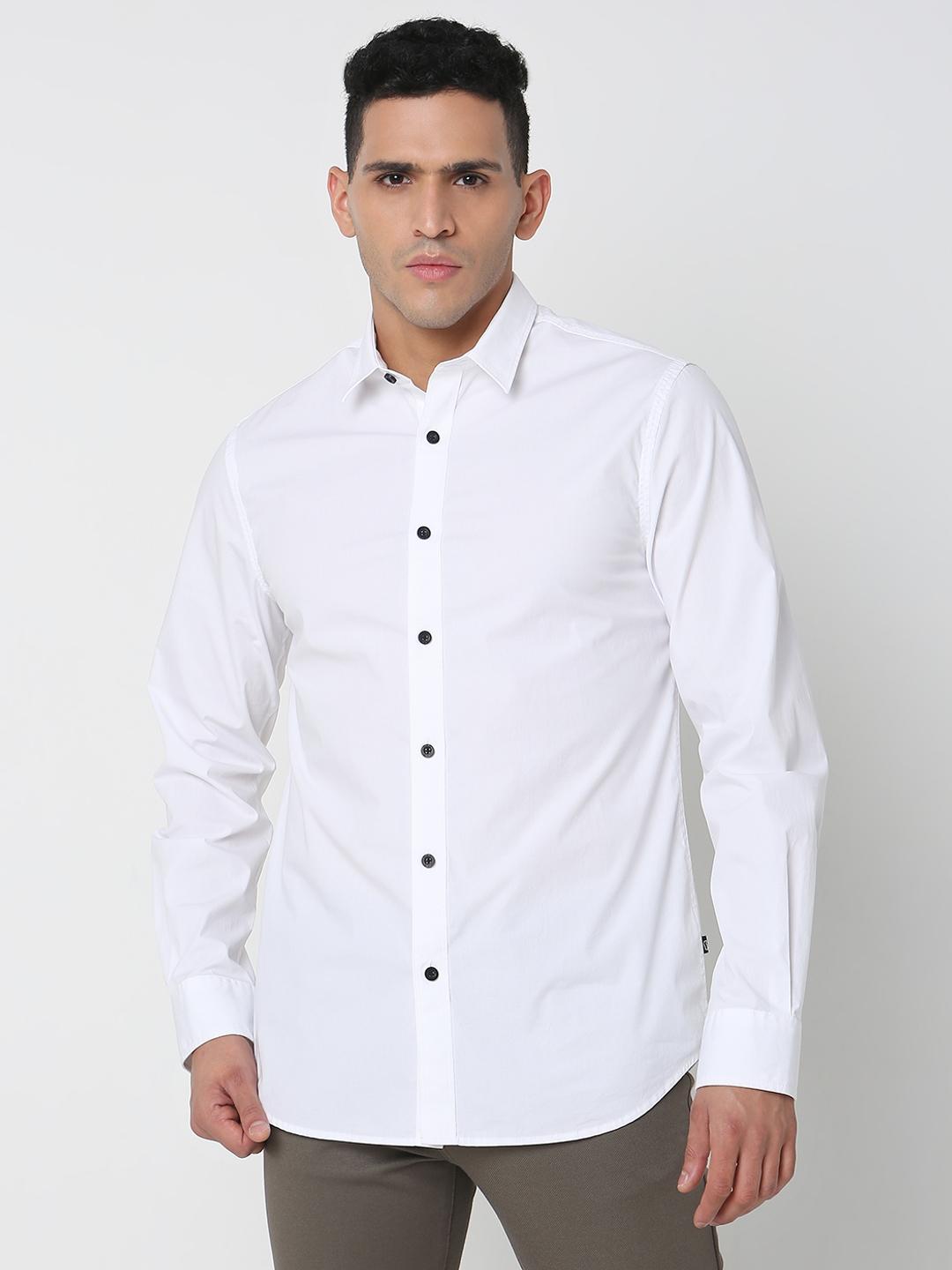 Slim Fit Solid Full Sleeve Shirt with Classic Collar