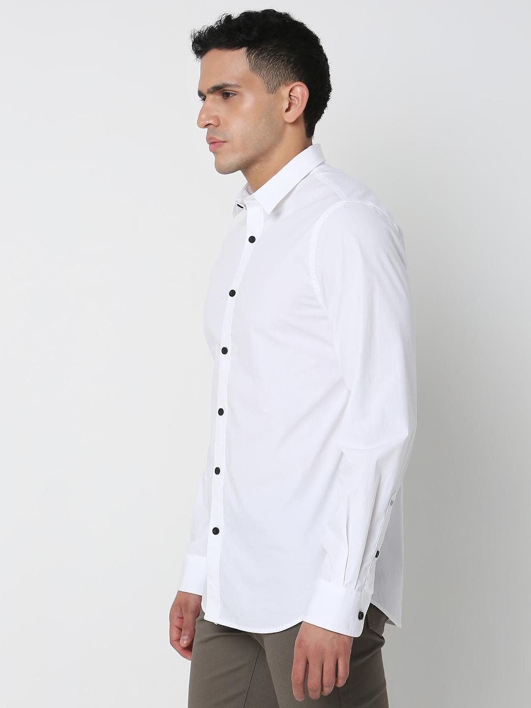 Slim Fit Solid Full Sleeve Shirt with Classic Collar